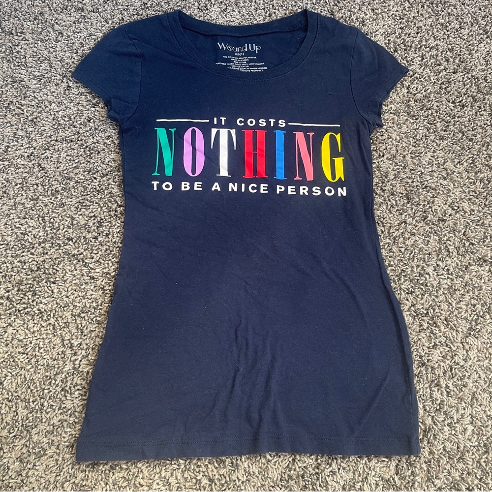 Womens funny tee Nice Person blue size XS/1 juniors womens